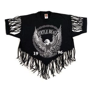 Vintage 1996 Harley Davidson Myrtle Beach SC Fringe Biker T-Shirt